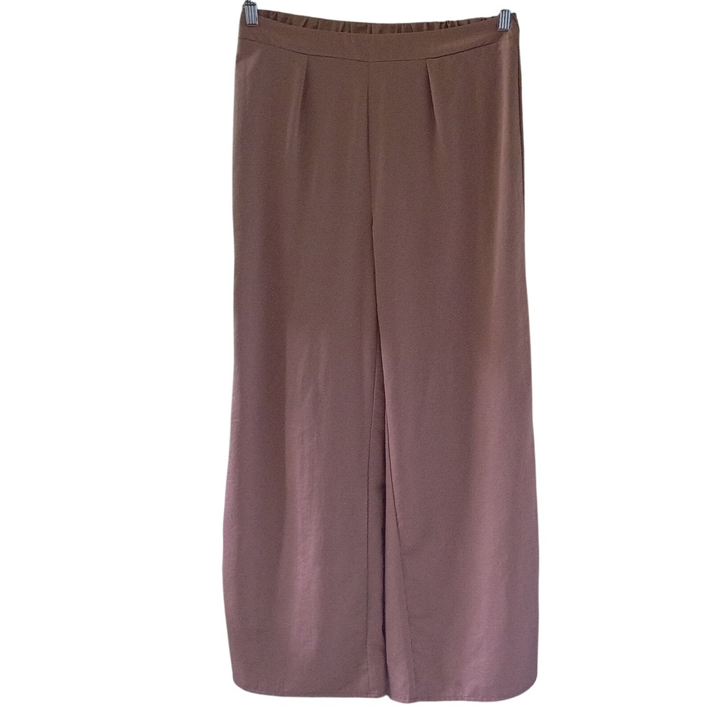 Charlotte‎ Russe Womens Wide Leg Pants Tan Pleated Elastic Waist Large